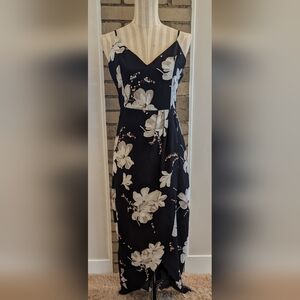 CMZ 2005 Women's Black Floral Print Maxi Dress